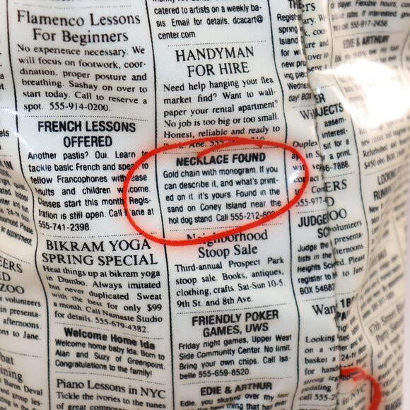 Kate Spade Classifieds Newspaper Print Large Tote Bag Red Lining - Picture 4 of 9